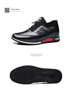 Imagem do Sapato de couro verdadeiro masculino, tênis casual na moda, aumento de altura invisível de 6cm a 8cm, temporada verão