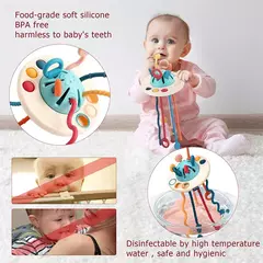 Desenvolvimento De Silicone Chocalho Teether Brinquedos, Montessori, Puxar Cordas Jogos, 1 Ano Brinquedos De Dentição Para Bebês, 6 12 Meses na internet