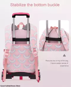 Rolling School Bags for Girls, Mochila impermeável para crianças com rodas, Trolley Luggage Back Pack, Ensino médio