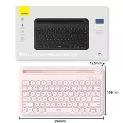 Baseus-Teclado Bluetooth Ultra Fino Sem Fio, Silencioso, Recarregável, Tablet, iPad Pro, Huawei, MatePad, Lenovo, Android, K02 - Wolf Magazine
