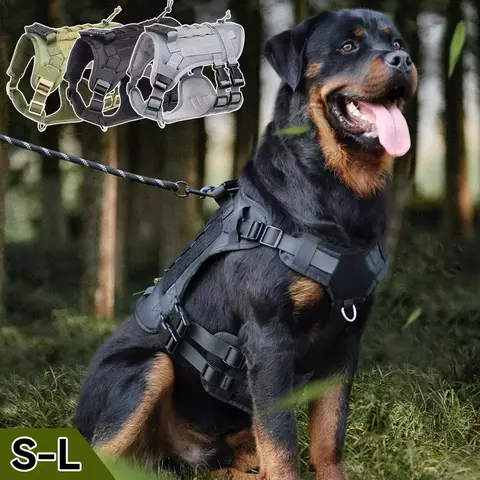 Arnês e coleira para cães médios e grandes, 10-45kg, conjunto de coleira e coleira para animais de estimação, pastor alemão, treinamento, colete de caminhada