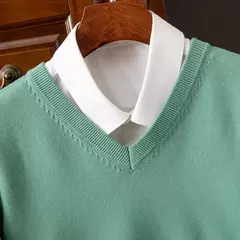 Pulôver clássico com decote em v masculino, suéter super de cashmere, camisa grossa, roupas quentes masculino, 4XL, outono e inverno - comprar online