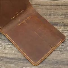 Carteira masculina de couro Crazy Horse, carteira de couro genuíno, bolsa de cartão, estilo retrô europeu e americano simples, bolsa masculina 2025