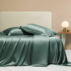 Imagem do Lanlika Top Grade Natureza 100% Seda Bedding Set Beleza Capa de Edredão Folha Plana Rainha Rei Cama Fronha De Linho Para O Presente Do Sono