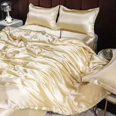 Mulberry Silk Bedding Set, capa de edredão, lençol, fronha, lençol de cetim luxo, cor sólida, rei, rainha, completo, Twin Size - Wolf Magazine