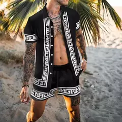 Conjunto de camisa de praia de manga curta estampado masculino casual solto, calção de secagem rápida, alta qualidade, 2024 na internet