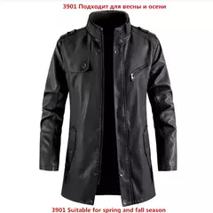 Inverno casaco de lã grossa casaco de couro longo outwear moda quente casual vintage roupas para homem steampunk biker jaqueta