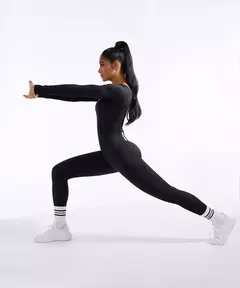 Macacões de uma peça femininos de manga comprida macacão esportivo roupas de ginástica alta elástica ciclismo musculação bodysuit feminino - Wolf Magazine