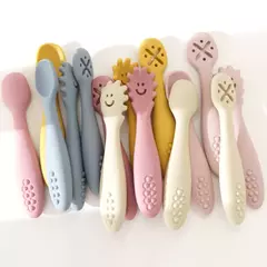 3 pçs colher de silicone garfo para utensílios de bebê conjunto alimentação comida criança aprender a comer treinamento garfo macio talheres utensílios de mesa das crianças - Wolf Magazine