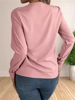 Vestido feminino de manga comprida em camadas com decote em v, tops de trabalho, roupa de escritório, blusa empresarial, 2024 - Wolf Magazine