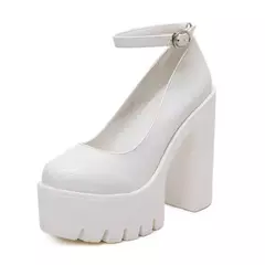Imagem do Sapatos Solados Grossos para Mulheres, Salto Alto, Fivela, Bombas de Plataforma, Sapatos De Noiva, Moda Europeia e Americana, Bombas Sexy, 14cm