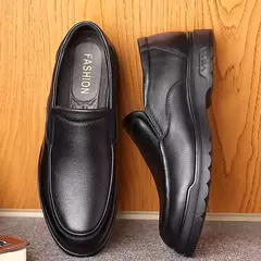 Sapatos de couro vintage masculino, Deslizamento em sapatos casuais de negócios, couro macio clássico, Flats respiráveis - loja online