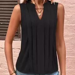 Blusas soltas, sem mangas, camisas grandes, tops femininos elegantes, monocromáticas, casuais, moda jovem, verão na internet