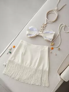 Conjunto sexy de biquíni feminino, sutiã de renda, mini saia, férias de praia, fato de banho feminino casual, 2 peças, verão - loja online