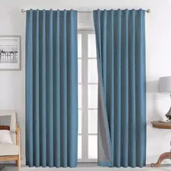 Imagem do Cortina de teto alto para sala de estar, linho falso, monocromático, 100% apagão, quarto, 350m Altura