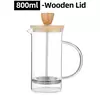 Cafeteira de vidro de aço inoxidável, French Press Coffee Potes, Hand Brewing Coffee Pot, Chá Brewing, Milk Pot para casa, 350-1000ml