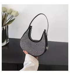 Imagem do Bolsas transversais de couro PU de diamantes corrente para mulheres monocromáticas bolsas de ombro de verão femininas