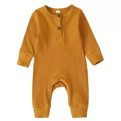 Romper de manga comprida unissex para bebê recém-nascido, cor sólida, roupas de algodão infantil, 3-18 meses, verão - loja online