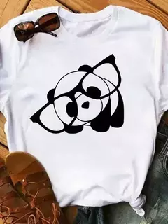 Imagem do Maycaur-camiseta de manga curta para mulher, top solto com estampa de panda fofa, casual e solta, verão