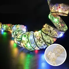 LED Ribbon Fairy Lights para Natal, enfeites de árvore de Natal, decoração, DIY Bows, String Light, Ano Novo, 2025, 2025