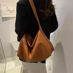 Bolsa Boston de couro PU para mulheres, bolsa de ombro de grande capacidade, bolsas crossbody, design de travesseiro vintage, casual - loja online
