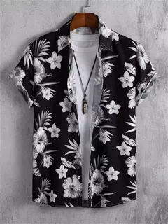 Imagem do Camisa de praia de manga curta masculina, estampada flores 3D, tops respiráveis, festa ao ar livre, verão, novo, S-5XL, 2022