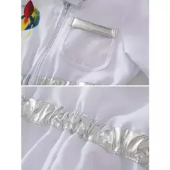Crianças dos eua astronauta dressup traje deluxe impressão dos desenhos animados branco espaço terno bodysuit halloween role play aventura luvas chapéu conjunto na internet