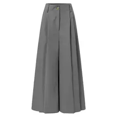 Imagem do Elegante calça palazzo para mulheres, calças cortadas estampadas, linho de algodão, confortável calça folgada com bolsos, moda verão, 2024
