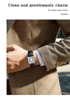 Relógio de quartzo masculino e feminino Sanda, 30m à prova d'água, casual, moda, pulseira de couro, mostrador quadrado, resistente ao desgaste - loja online