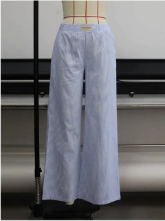 Calça comprida feminina com estampa listrada, cintura elástica com cordão de perna larga, calça casual de algodão reta, moda nova moda - loja online