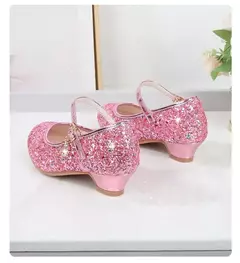 Sapato de salto alto de cristal infantil, sandálias de cristal, fivela, princesa sapato de dança, desempenho estudantil, couro, meninas, moda