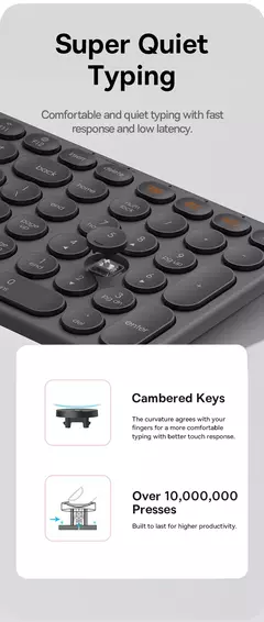 Baseus-Teclado Ergonômico Sem Fio, 2.4G, Bluetooth 5.0, Keycap Numérico, Office Game, Tablet, PC, iPad, MacBook, Laptop - loja online