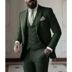 Fatos de negócios verdes claros para homens, vestido de casamento masculino, jaqueta, colete, calças, blazers, casaco, 3 peças - Wolf Magazine