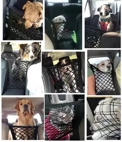 Imagem do Pet proteção net, cão segurança net, saco de armazenamento, malha, viagens, isolamento, banco traseiro, barreira de segurança, para cachorro, acessórios do carro