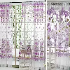 Imagem do Peony Tule Cortinas para Porta e Janela da Cozinha, Jacquard Sheer Voile, Cortinas de Fios, Sala e Quarto, 100x200cm, Y, 1PC