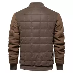 AIOPESON-Jaqueta de gola xadrez masculina, jaquetas forrado de lã grossa, casaco retalhado, moda inverno quente - loja online