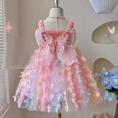 Baby Girls' Birthday Party Vestidos de noite, Asas Borboleta, Roupa infantil, Doce colorido, Criança, Traje infantil, Novo, Verão - comprar online