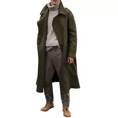 Jaqueta vintage de gola virada para baixo masculina, casacos longos, roupas casuais misturadas, lavável, simples, quente, Inverno, 2024 - Wolf Magazine
