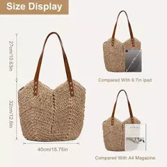 Bolsa de praia de palha feminina, bolsa de ombro grande para férias, bolsa macia, verão - comprar online