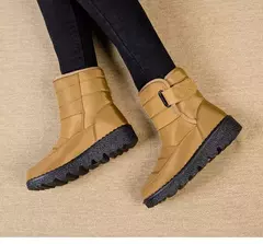Imagem do Botas de neve impermeáveis antiderrapantes para mulheres, sapatos de plataforma, tornozelo quente, sapatos acolchoados de algodão, inverno