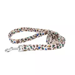 Conjunto de coleira e coleira para cães personalizados, padrão de leopardo personalizado, correias de tecido de poliéster com trela de 120 cm, para cães médios e grandes - comprar online