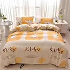 YanYangTian-Roupa de cama, Algodão lavado, 4 peças, Conjunto de lençóis, Conforto, Sólido, Natal, Casal, Capa de edredão - comprar online