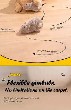 Brinquedos para gatos, simulação de relógio, mouse, sem baterias, durável, gato interno, hi-lo, alivia o tédio, brinquedos interativos de pelúcia, brinquedos para animais de estimação