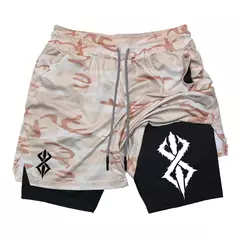 Calções Atléticos Masculinos de Verão, Secagem Rápida, Respirável, Ginásio, Treino, Corrida, Performance, Impressão com Bolso para Celular, 2 em 1 - comprar online