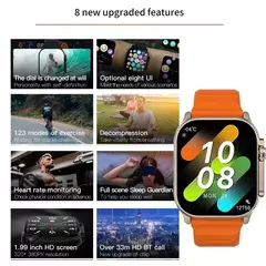 Imagem do Smartwatch T900 U2 para homens e mulheres, Chamada Bluetooth, Carregamento sem fio, NFC, GPS Track, BT, Música, Jogos, Novo, 49mm, 2024