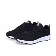 Tênis respiráveis para mulheres, sapatos vulcanizados, sapatilhas de renda, tecido de malha, calçado feminino, liso, novo, moda, 2024 - comprar online