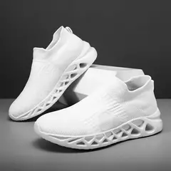 Tênis respirável para homens e mulheres, tênis esportivo slip-on, tênis azul, meias de verão tamanho grande 48, moda de venda quente