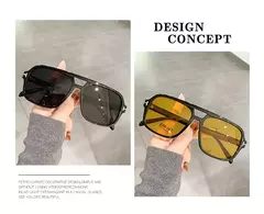Óculos de sol piloto retrô para homens e mulheres, quadrados, pontes duplas, armação extragrande, tons, UV400, tendências, moda, atacado, novo na internet