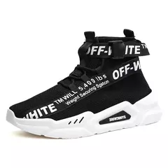 Sapatilhas de topo alto masculinas, sapatos casuais de malha, meias confortáveis respiráveis, sapato de caminhada ao ar livre, moda - comprar online
