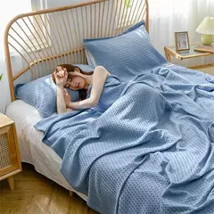 Colcha de Algodão Xadrez Waffle, Cobertor Macio, Sofá Cobertor, Respirável Japão Ar Condicionado, Verão Quilt Cobertores para Camas